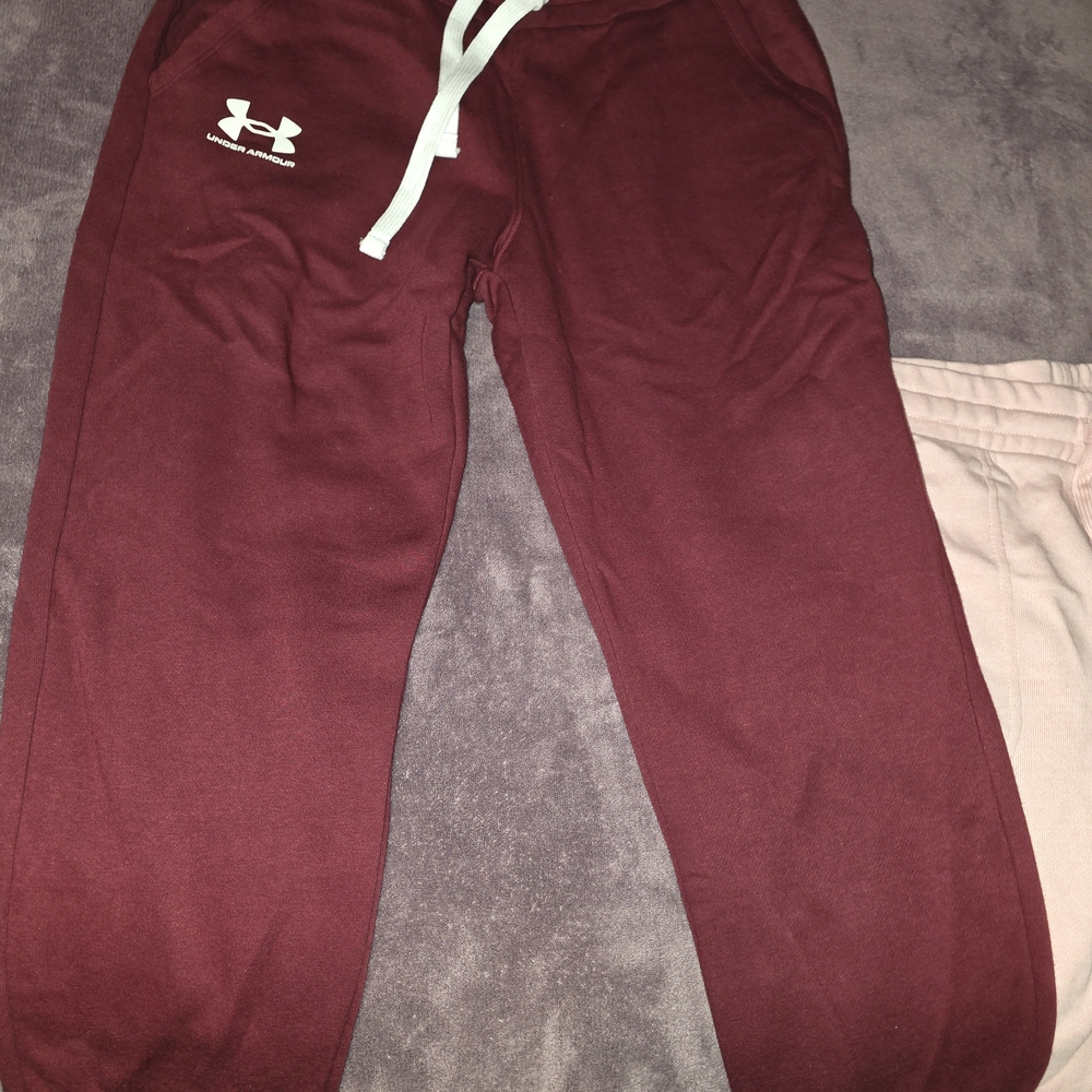 Under Armour Burgundy Joggers with White Logo